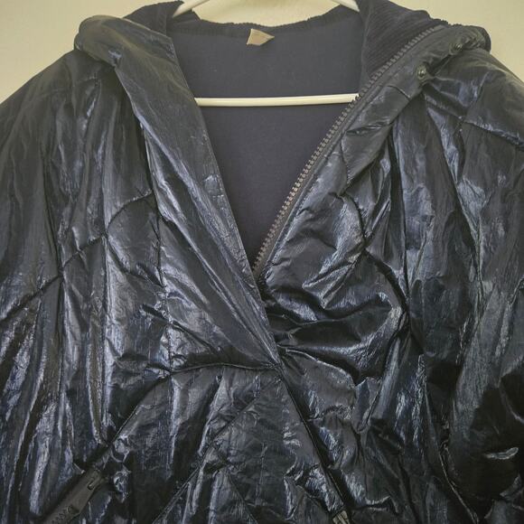 Free People Movement Polar Ice Hooded Puffer 1/2 Zip Jacket Metallic Blue, SZ S - Picture 5 of 12